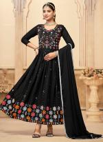 Georgette Black Festival Wear Embroidery Work Readymade Anarkali Suit